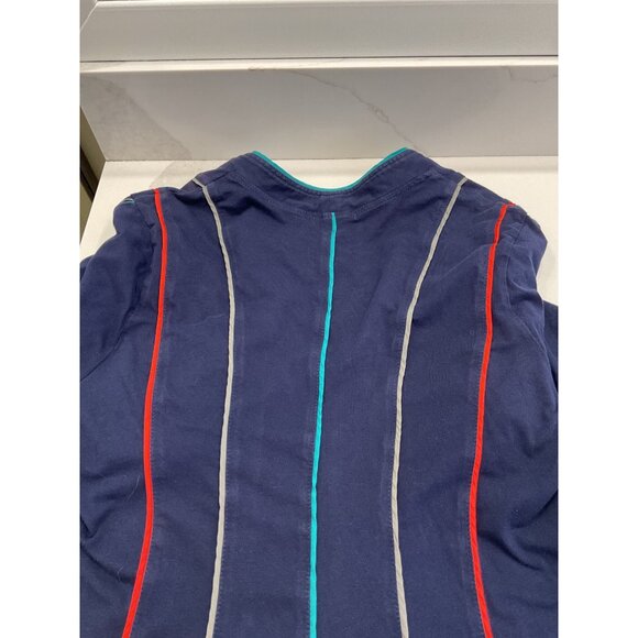 eShakti Asymmetrical Racing Stripes Cold Shoulder Midi Shift Dress Lagenlook 2X - Picture 6 of 7